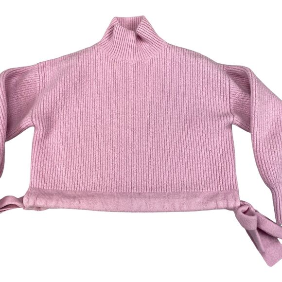PAPER LONDON Wool Sweater Pink Women's Sz XS Cropped Mock Neck Pullover - Picture 6 of 11